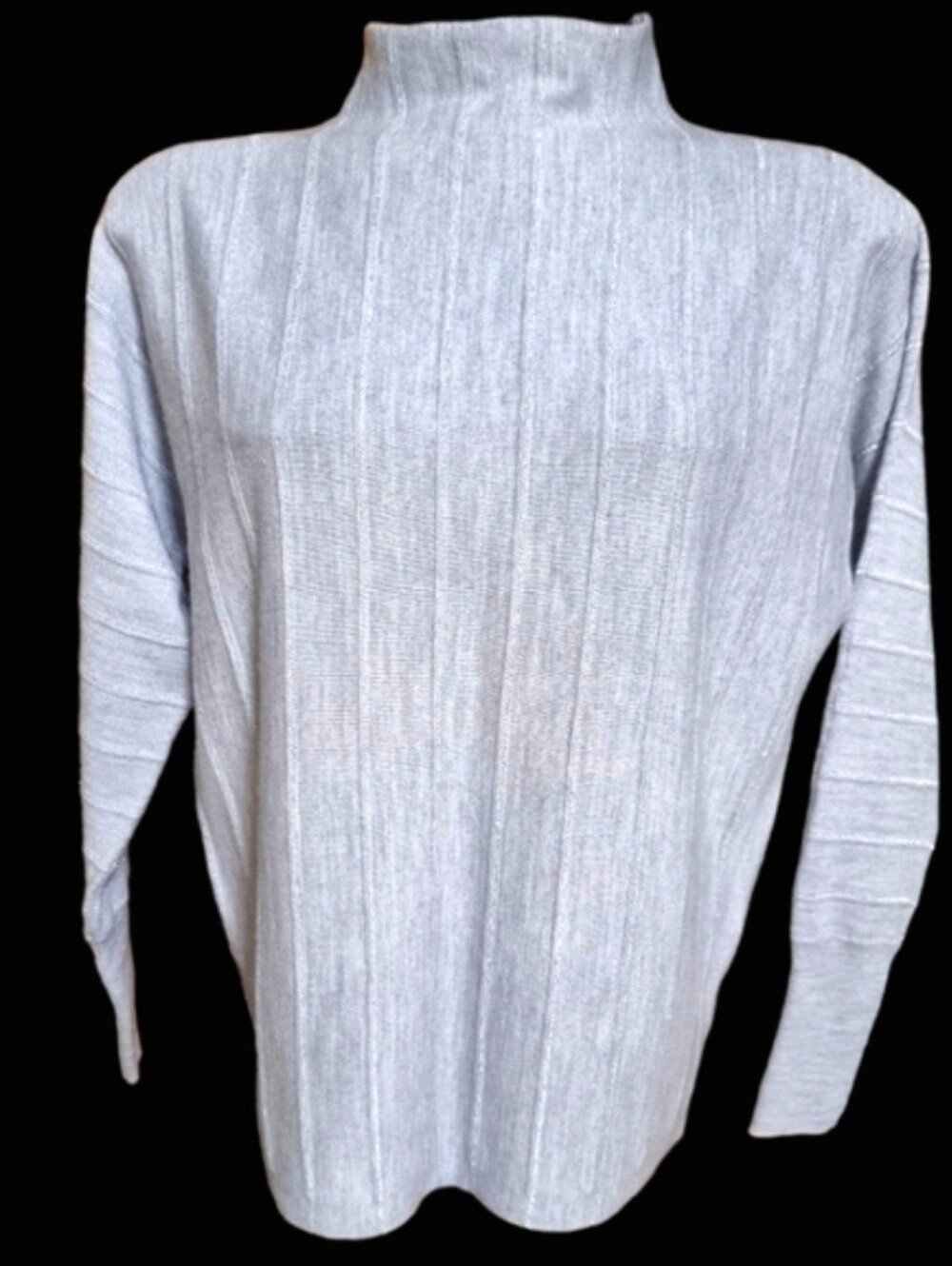 Nanette Lepore Oversized Light Gray Cowl Neck Metallic Sweater Size S